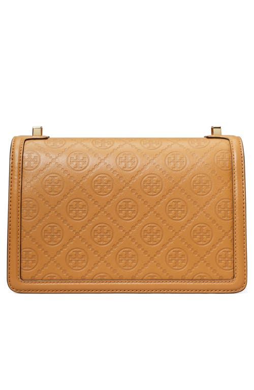 Shop Tory Burch T Monogram Debossed Convertible Shoulder Bag In Tan