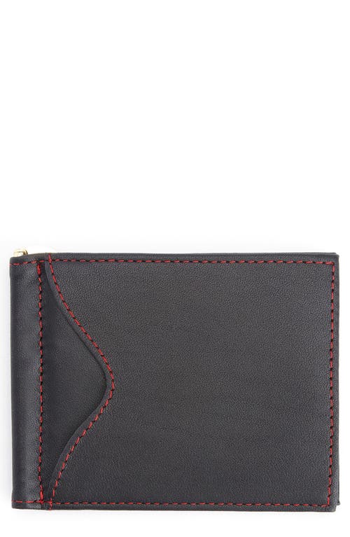 ROYCE New York RFID Leather Money Clip Card Case in Black/Red at Nordstrom