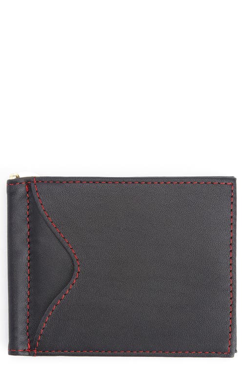 Royce New York Rfid Leather Money Clip Card Case In Black/red