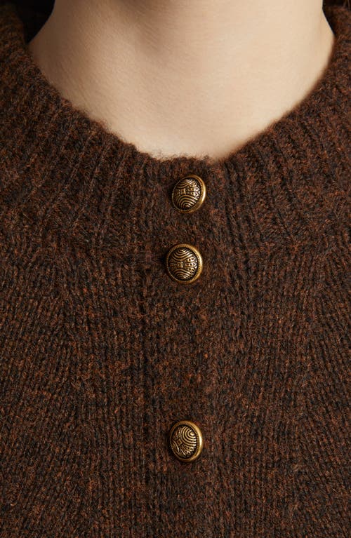 Shop Khaite Ambre Cashmere Blend Cardigan In Chestnut