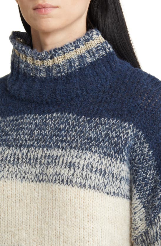 Wit & Wisdom Ombré Stripe Turtleneck Sweater In Navy Multi