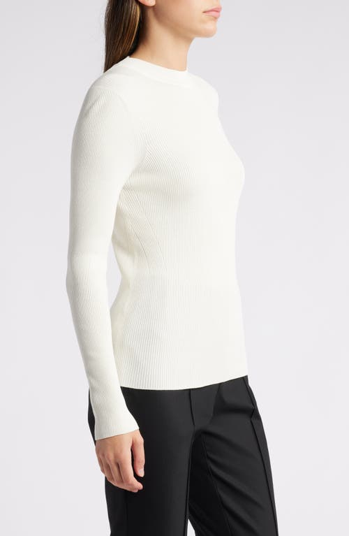 Shop Hugo Boss Boss Feskiera Rib Mock Neck Sweater In Soft Cream