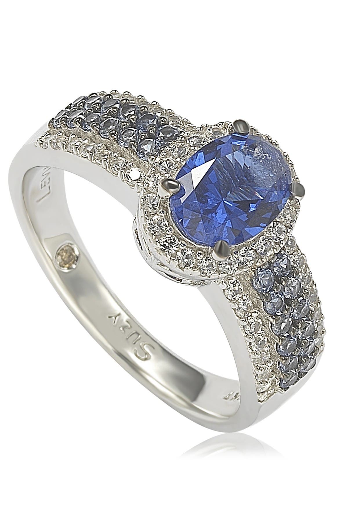 Suzy Levian | Sterling Silver Oval-Cut Sapphire Pave Sapphire Diamond ...