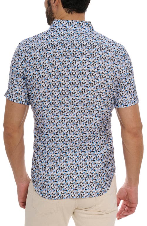 Shop Robert Graham Vance Abstract Print Short Sleeve Button-up Shirt In Blue