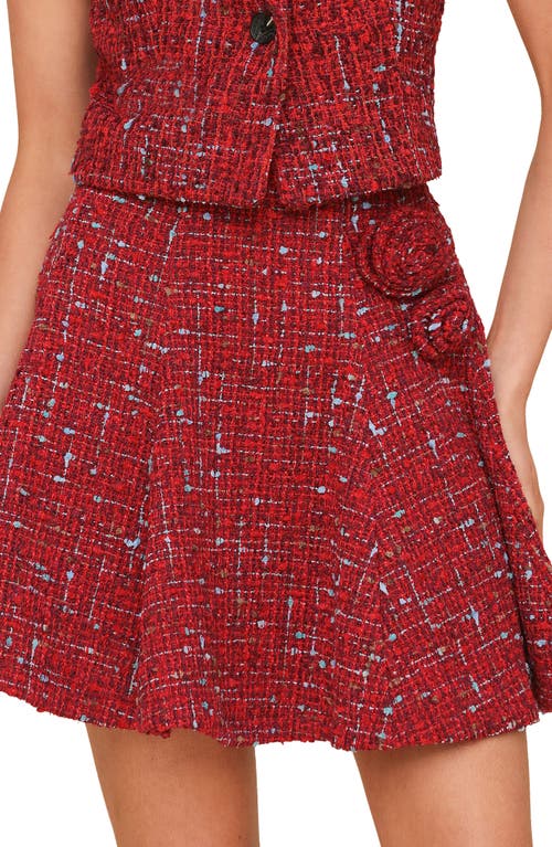 Shop Avec Les Filles Tweed Flare Miniskirt In Red/blue