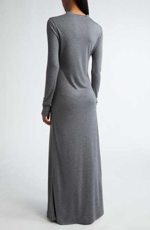 Shop Totême Toteme Long Sleeve Jersey Maxi Dress In Grey Melange