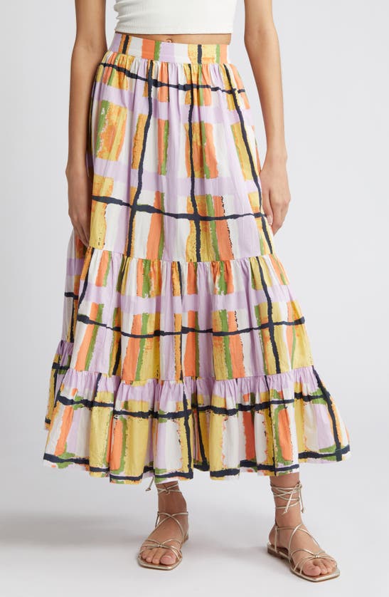 Shop Cleobella Gayle Print Tiered Maxi Skirt In Saffron Hale Print