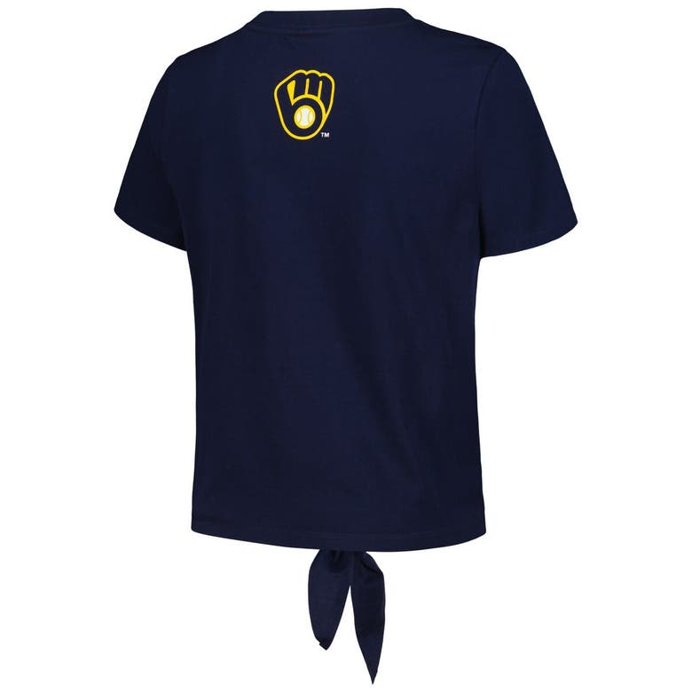 Shop The Wild Collective Navy Milwaukee Brewers Twist Front T-shirt
