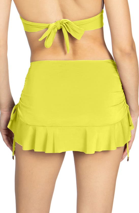Shop Robin Piccone Aubrey Ruched Cover-up Miniskirt In Honeydew