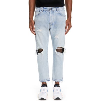 John Elliott The Kane 2 Ripped Slim Fit Crop Jeans, Blue