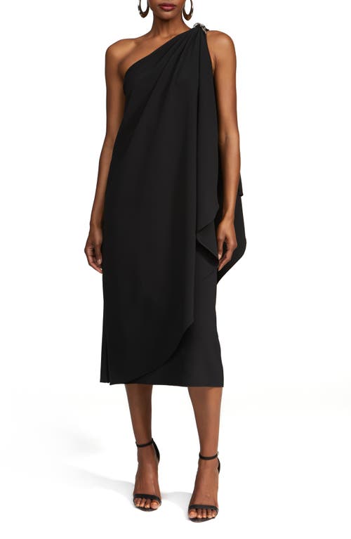 HALSTON HALSTON ARIES ONE-SHOULDER CREPE DRESS 