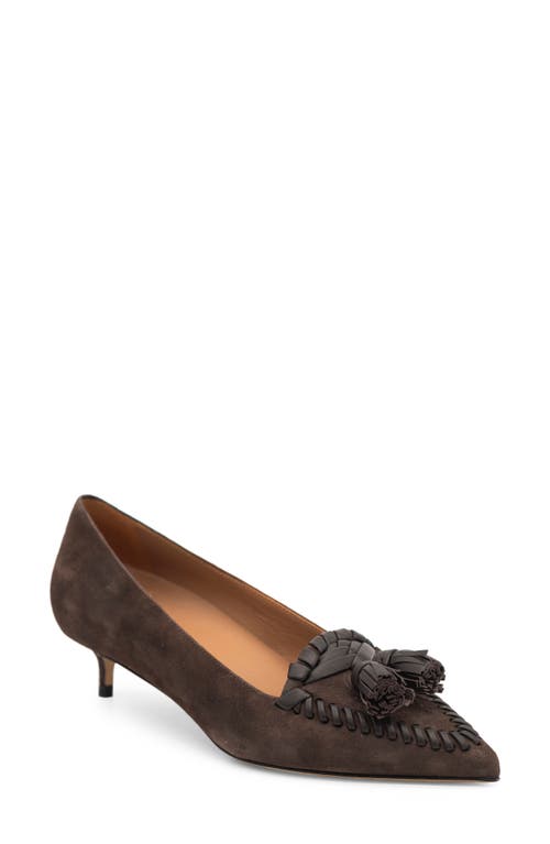 Butter Shoes Dream Leather Kitten Heel Pump in Chocolate Suede Combo