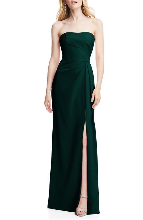 Strapless Crepe Trumpet Gown in Evergreen
