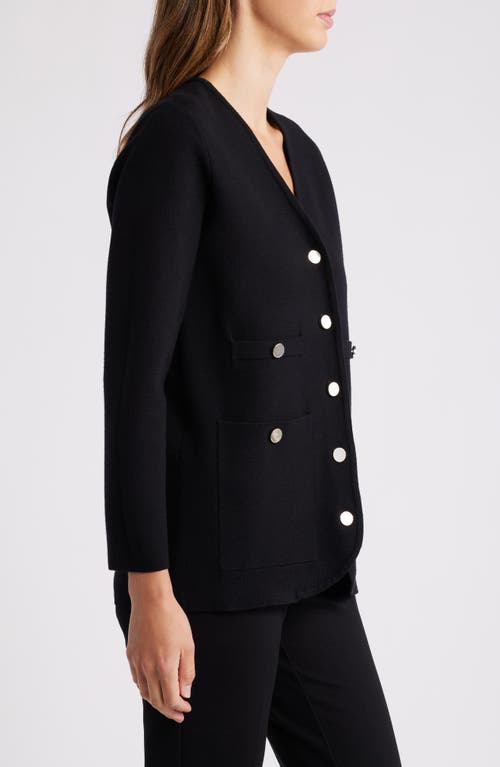 Shop Anne Klein V-neck Patch Pocket Cardigan In Anne Black