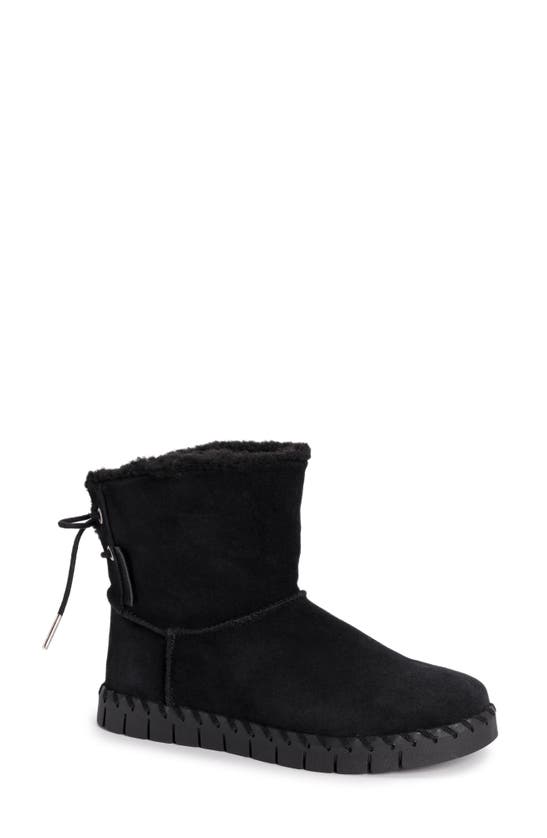 Muk Luks Albany Faux Shearling Lined Boot In Black Suede