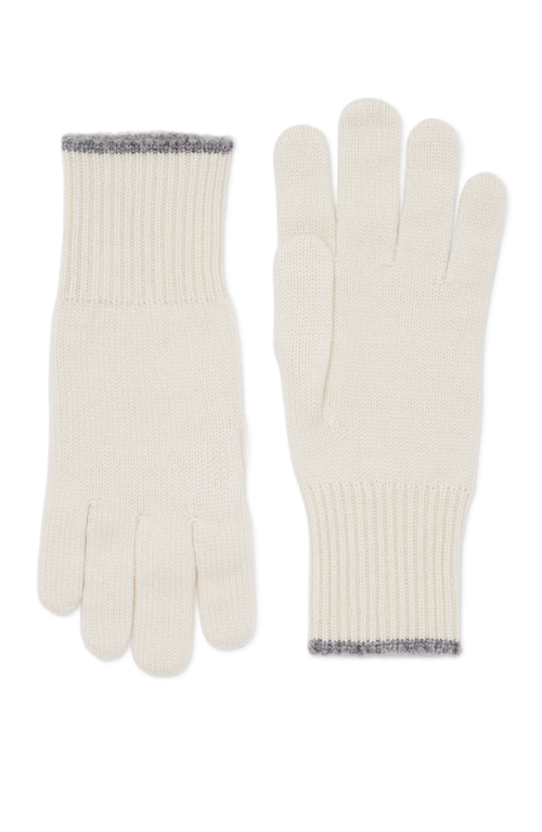 Shop Brunello Cucinelli Cashmere Knit Gloves In Ecru