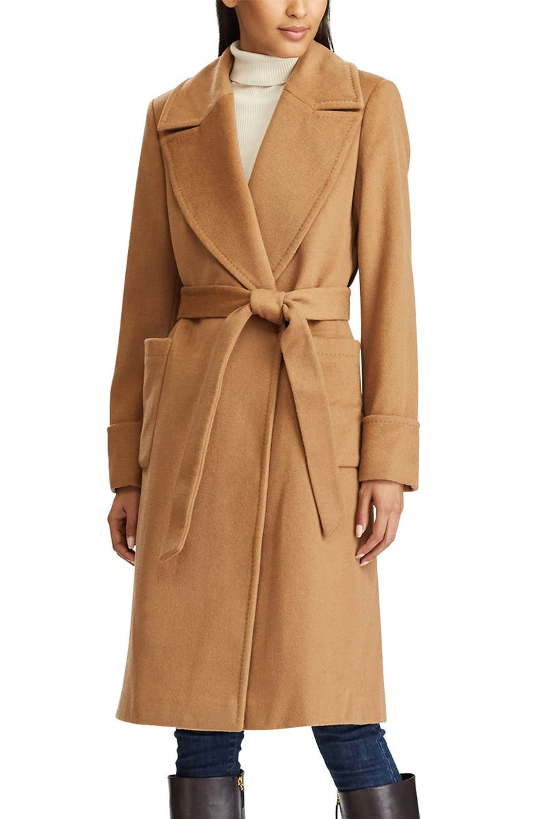 Lauren Ralph Lauren Wool Blend Wrap Coat | Nordstrom