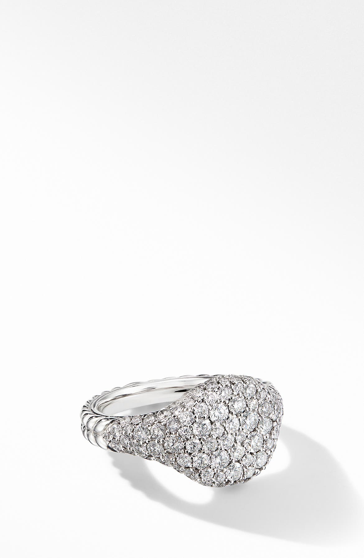 David Yurman Mini Chevron Pinky Ring in 18K Gold with Pavé Diamonds ...