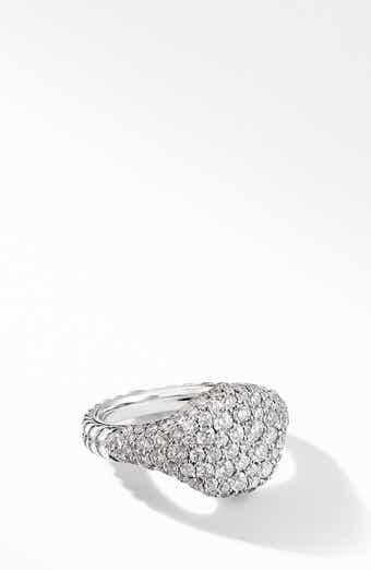 David Yurman Sculpted Cable Pinky Ring in 18K White Gold with Pav