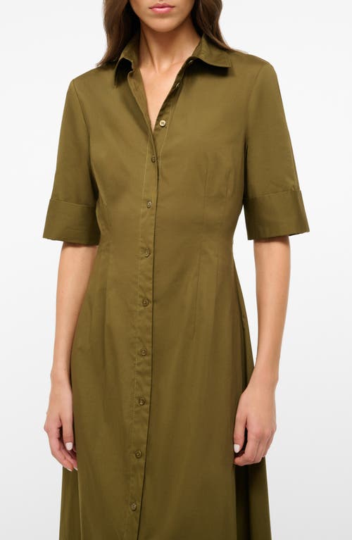 Shop Staud Joan Maxi Shirtdress In Sergeant Green