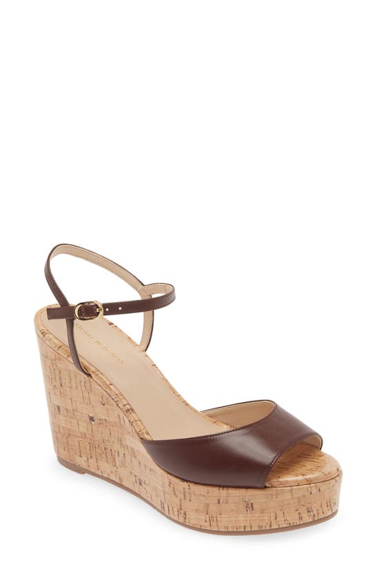 Stuart Weitzman Palmina Platform Wedge Sandal In Mahogany