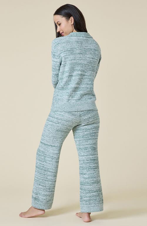 SOFTIES SOFTIES HEATHER  MARSHMALLOW JOHNNY COLLAR LOUNGE SET 