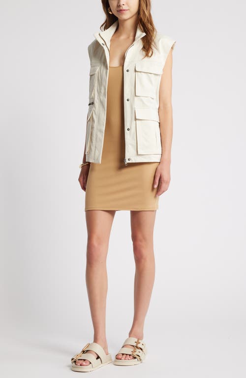 Shop Open Edit Raw Edge Tank Minidress In Tan Cartouche