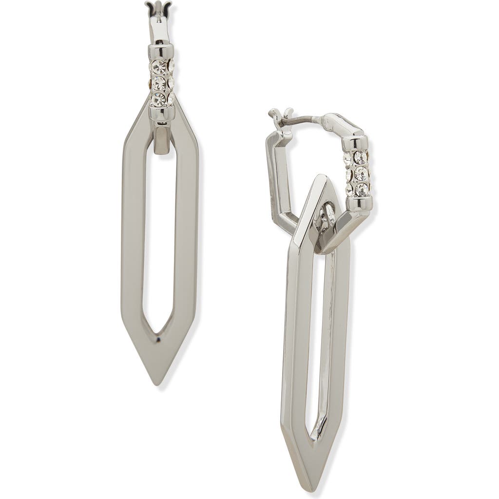 Shop Karl Lagerfeld Paris Crystal Geometric Drop Earrings In Rhodium/pearl