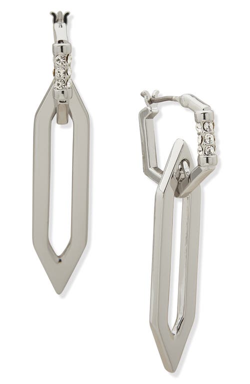 Shop Karl Lagerfeld Paris Crystal Geometric Drop Earrings In Rhodium/pearl