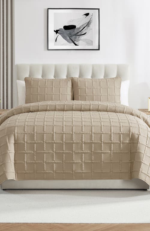 Vcny Home Square Solid 3-piece Quilt Set In Taupe