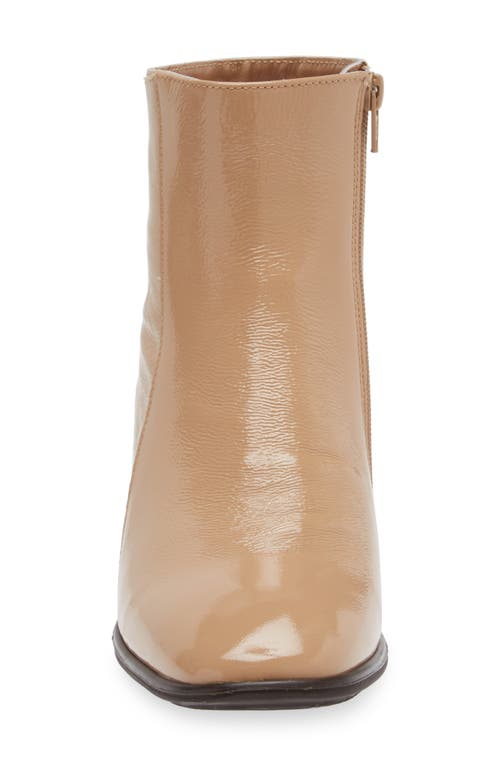 Naot Goodie Zip Boot In Camel Crinkle Patent Leather