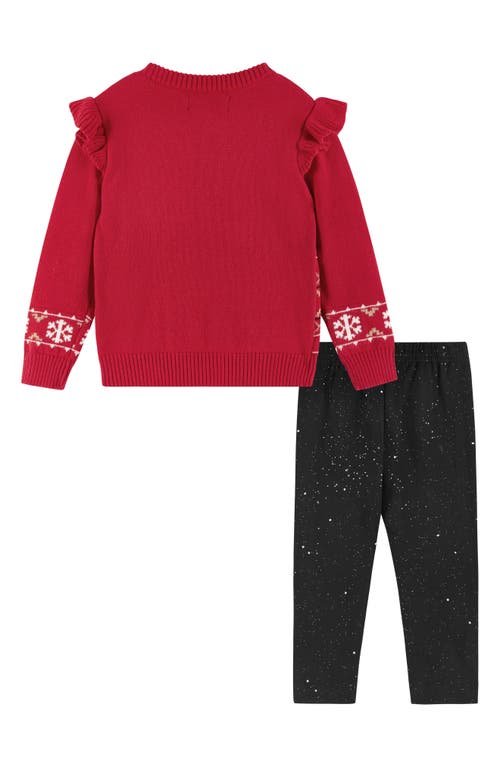 Andy & Evan Red Dog Fair Isle Sweater & Leggings Set In Red Fair Isle