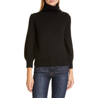 Co Button Detail Wool & Cashmere Sweater, Black