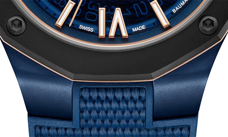 Baume & Mercier Men's Riviera 10769 Stainless Steel, Canvas & Rubber Strap Watch/42mm In Smoked Blue Sapphire