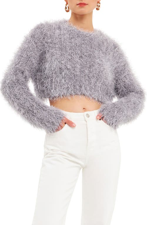 Endless Rose Feathered Crop Sweater in Charcoal