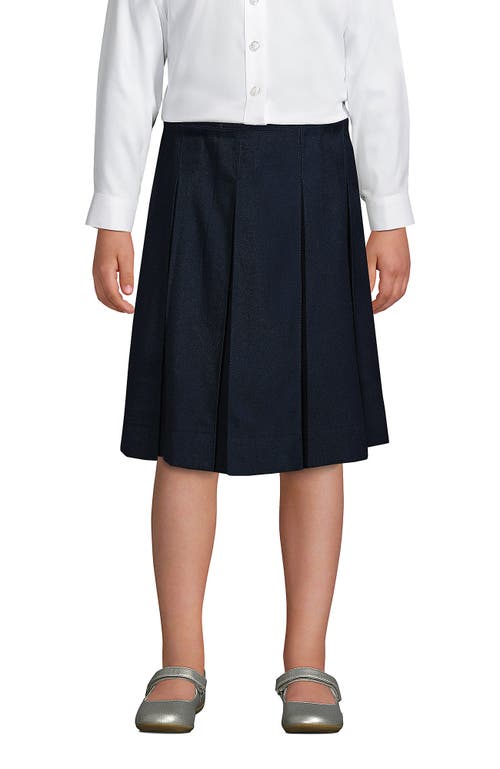 LANDS' END LANDS' END SCHOOL UNIFORM GIRLS SOLID BOX PLEAT SKIRT BELOW THE KNEE