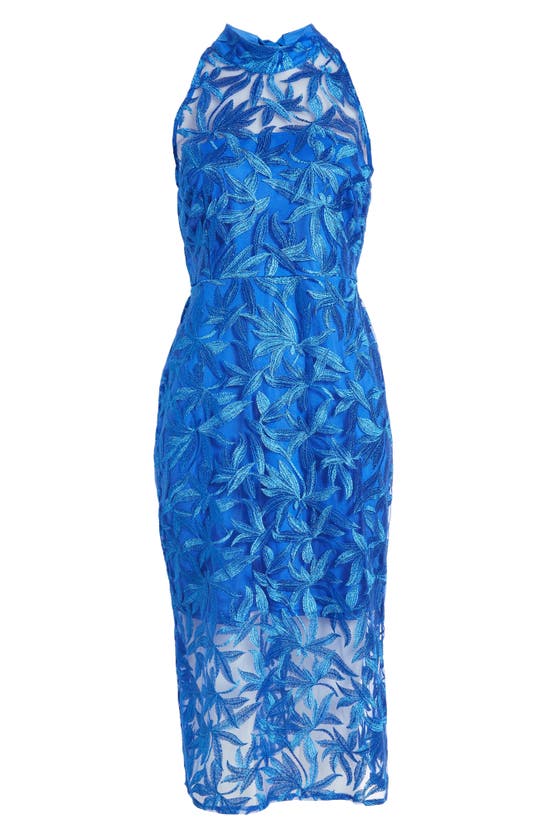 Shop Sam Edelman Leaf Embroidered Midi Dress In Cobalt