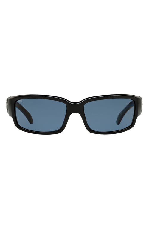 Costa Del Mar 59mm Polarized Wraparound Sunglasses in Shiny Black at Nordstrom