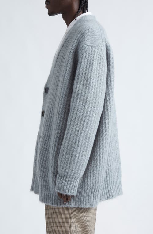 Shop Jil Sander Mohair & Wool Rib V-neck Cardigan In Aluminium