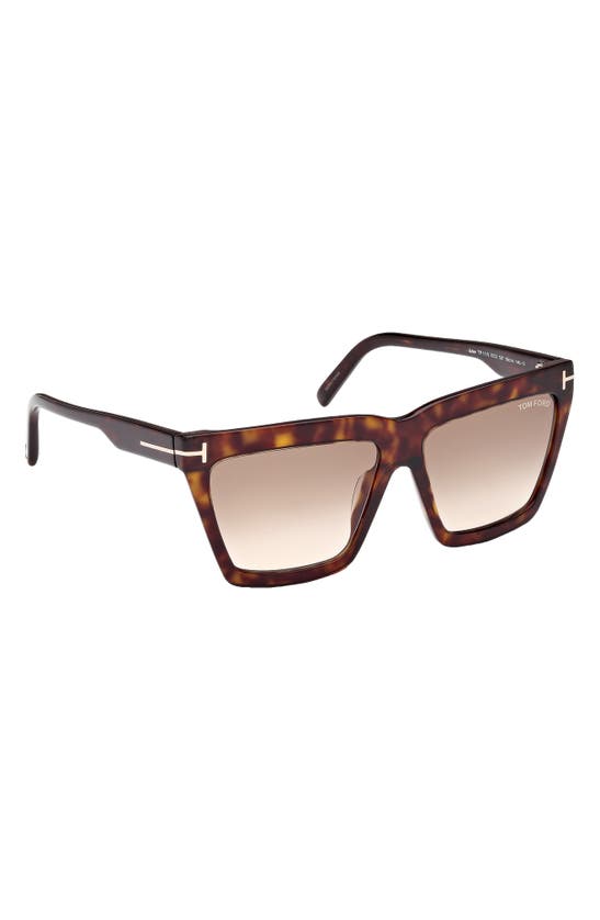 Shop Tom Ford Eden 56mm Gradient Geometric Sunglasses In Dark Havana / Brown Orange