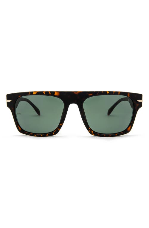 MITA SUSTAINABLE EYEWEAR Nile 56mm Rectangular Sunglasses in Matte Brown Demi /G-15 Green