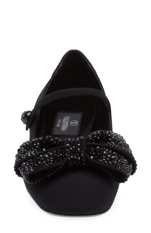 Shop Valentino Garavani Bow Mary Jane Flat In Nero/jet