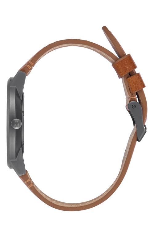 Nixon Porter Round Leather Strap Watch, 40mm In Gunmetal/charcoal/taupe