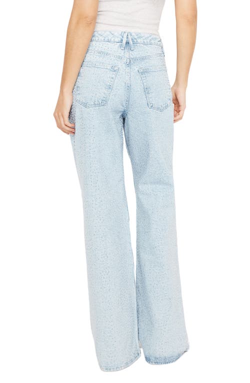 Shop Good American Good Ease Crystal Embellished Wide Leg Jeans In Indigo357