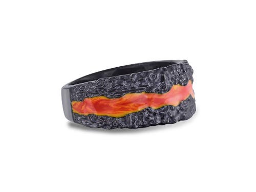 Luvmyjewelry Fire In My Soul Sterling Silver & Enamel Band Ring In Dark Grey
