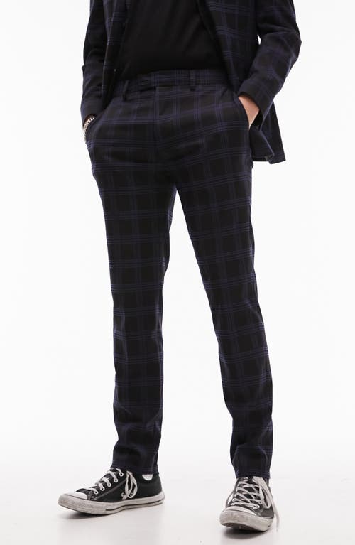 Check Suit Pants in Navy