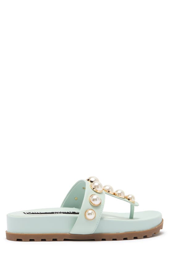 Shop Karl Lagerfeld Paris Balou Imitation Pearl Flat Sandal In Mint Julep