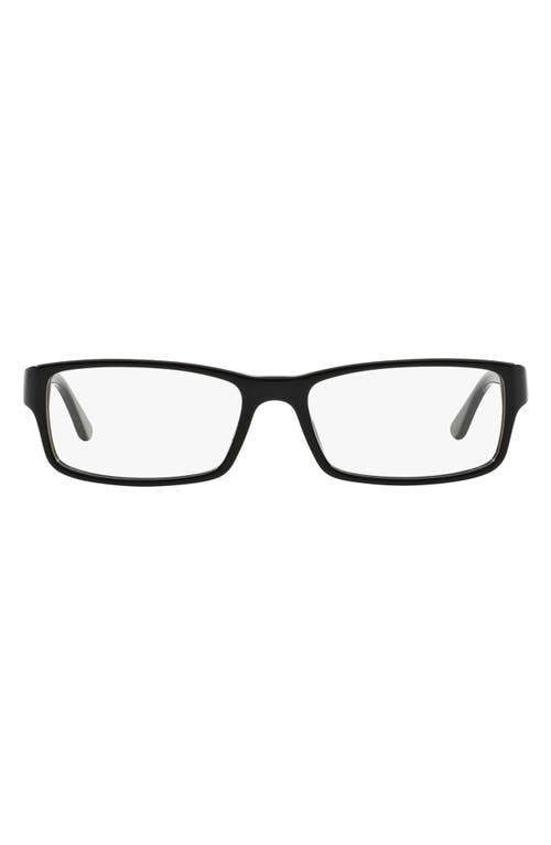 Polo Ralph Lauren 54mm Rectangular Optical Glasses in Shiny Black at Nordstrom