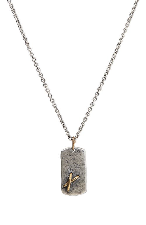 Sterling Silver Dog Tag Pendant Necklace in Mixed Metal