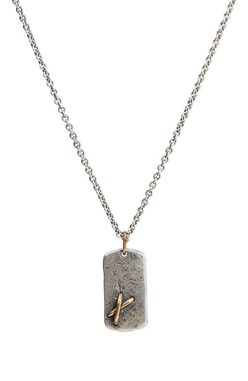 John Varvatos Sterling Silver Dog Tag Pendant Necklace in Mixed Metal at Nordstrom, Size 24